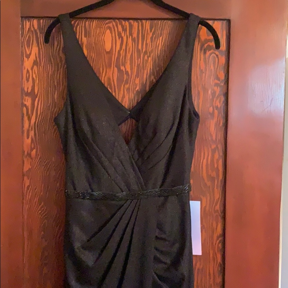 Clarisse floor length black evening gown.